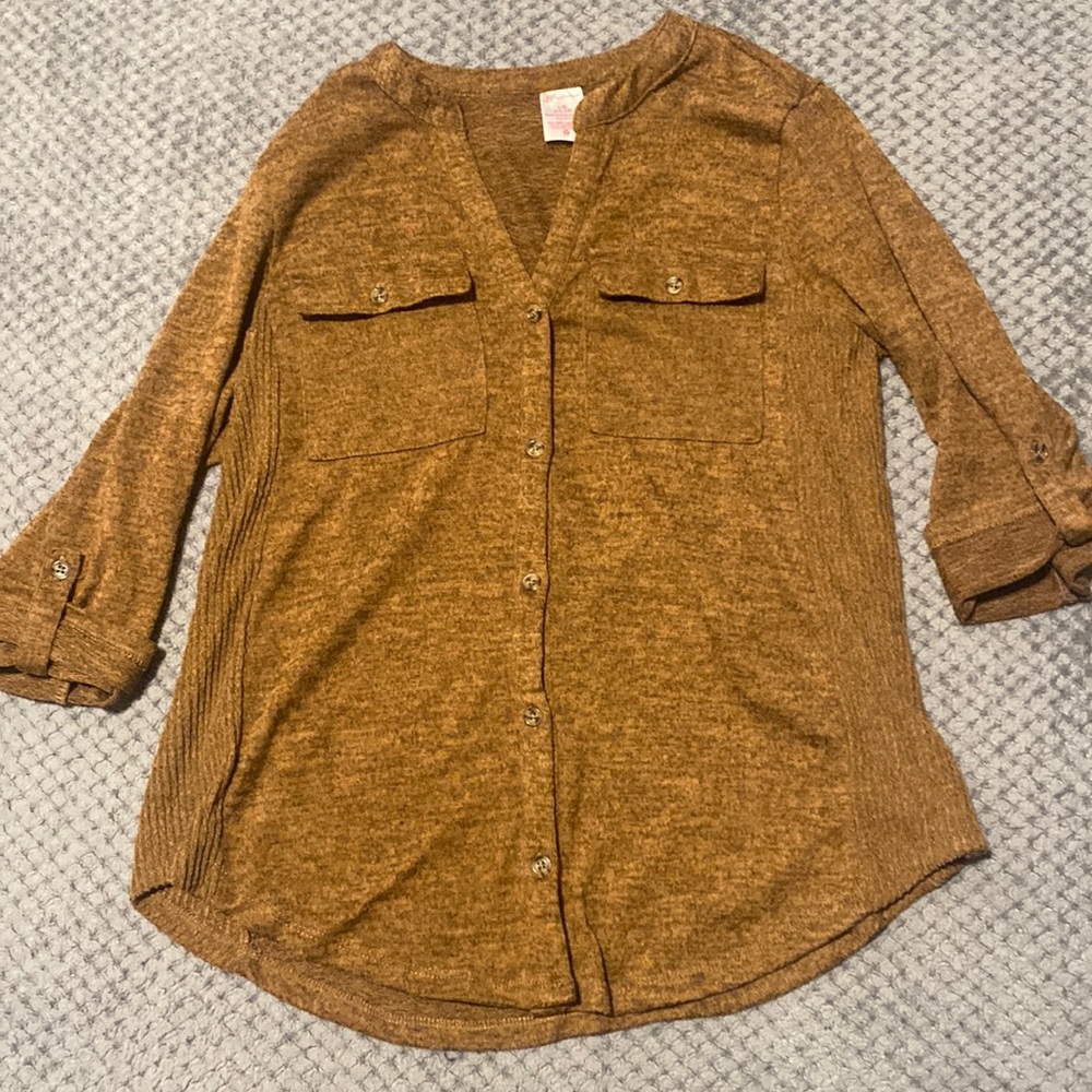 Women's Brown Button-Up Blouse